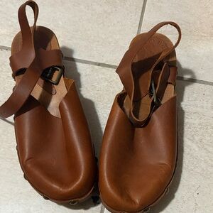 Brown Leather Sandals with Buckle